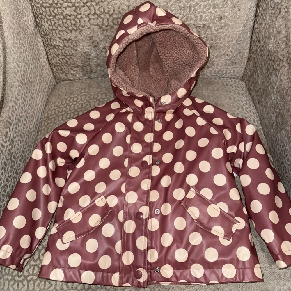 Me Jane mini Kids Polka Dot Raincoat - Brown and Cream